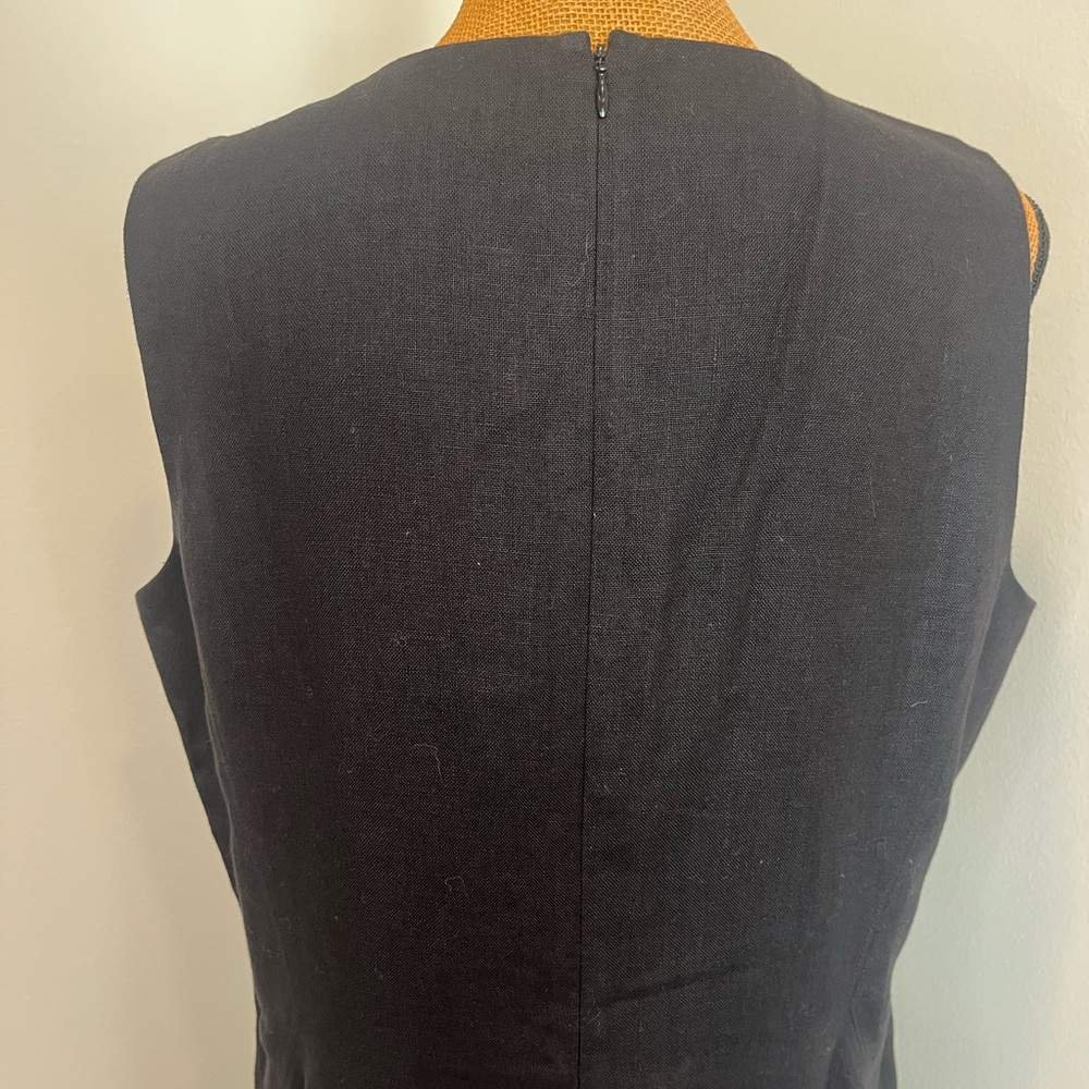 Talbots 100% Irish Linen Midi Sheath Dress Classic V-Neck Black Size 16 - Picture 8 of 16